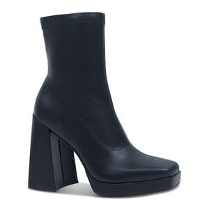 WILD PAIR Womens Black Padded Beautee Square Toe Flare Zip-Up Heeled Boots 9.5 M